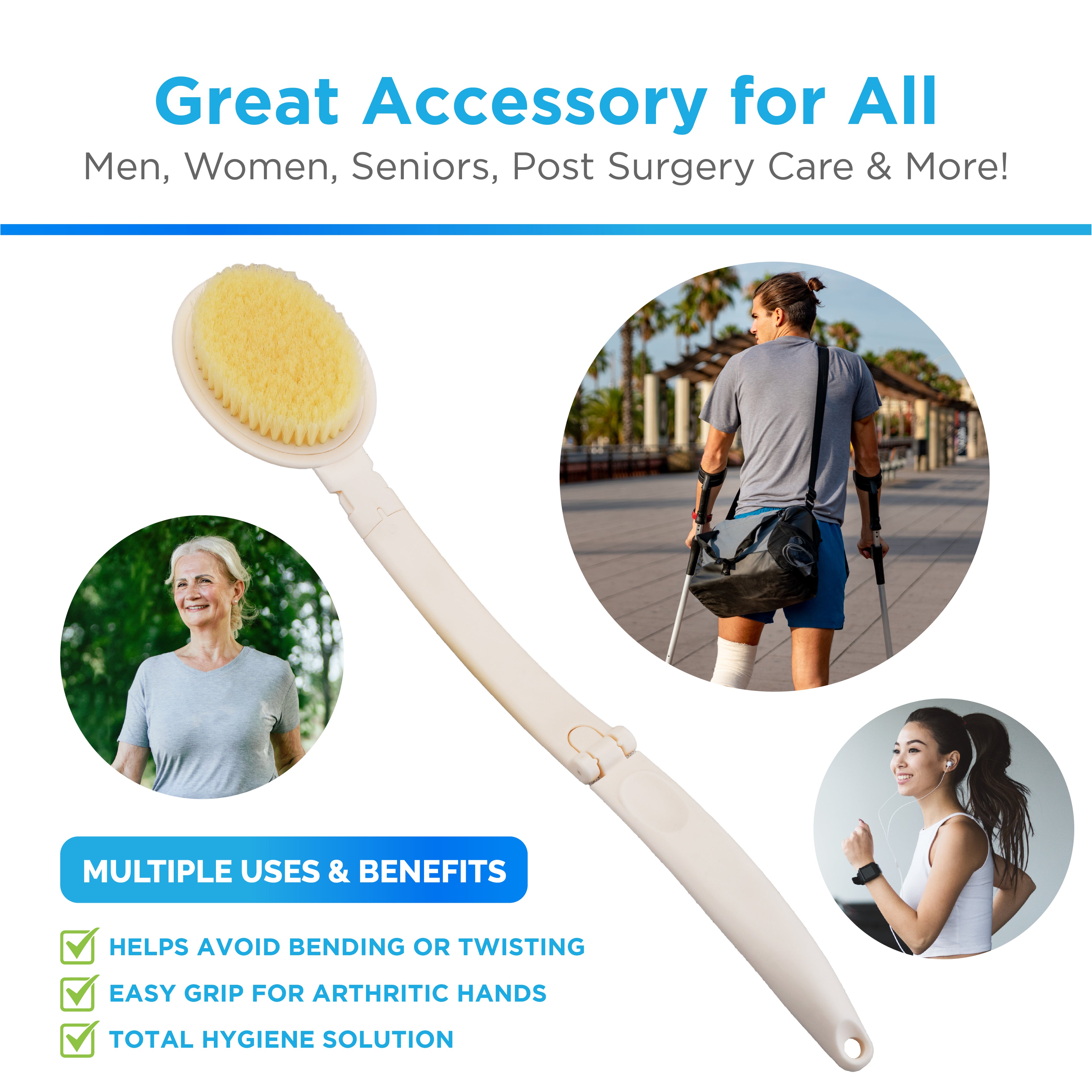 Nova 3-in -1 Folding Bath Brush Set