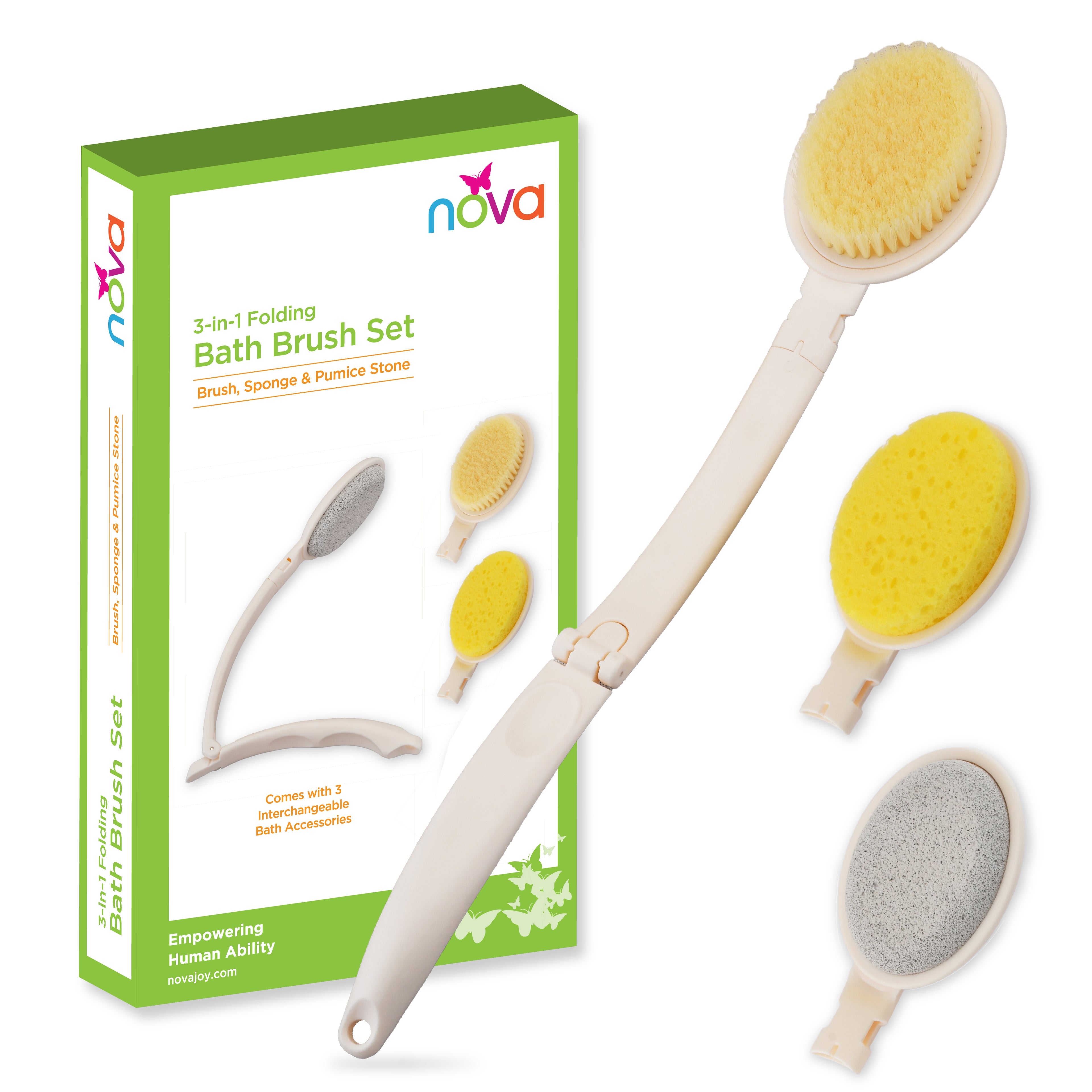 Nova 3-in -1 Folding Bath Brush Set