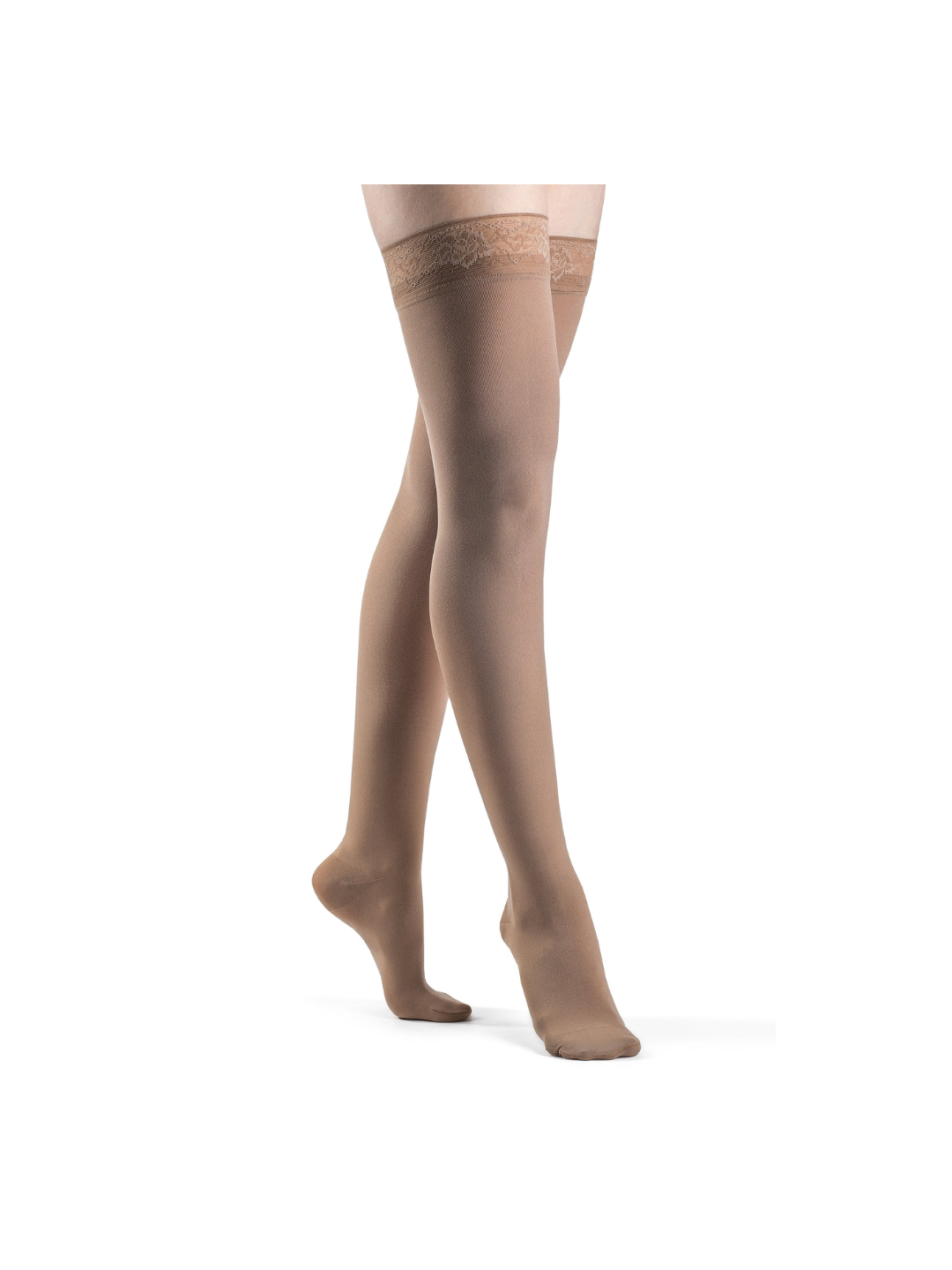 Sigvaris Style Soft Opaque 840 Women’s 20–30mmHg Thigh w/Grip-Top Closed Toe Pecan Standard SL