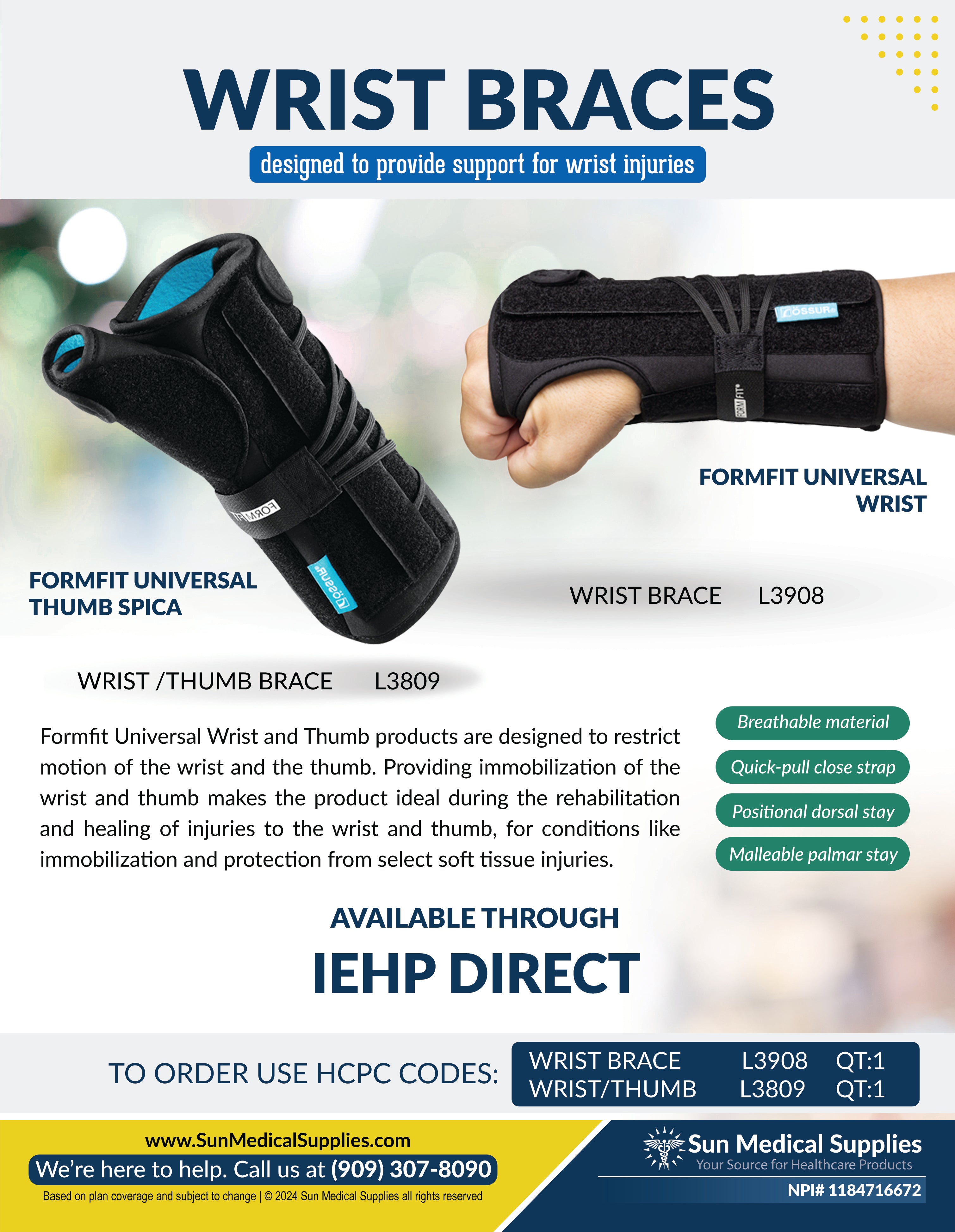 Insurance Wrist Brace Sun Medical Supplies