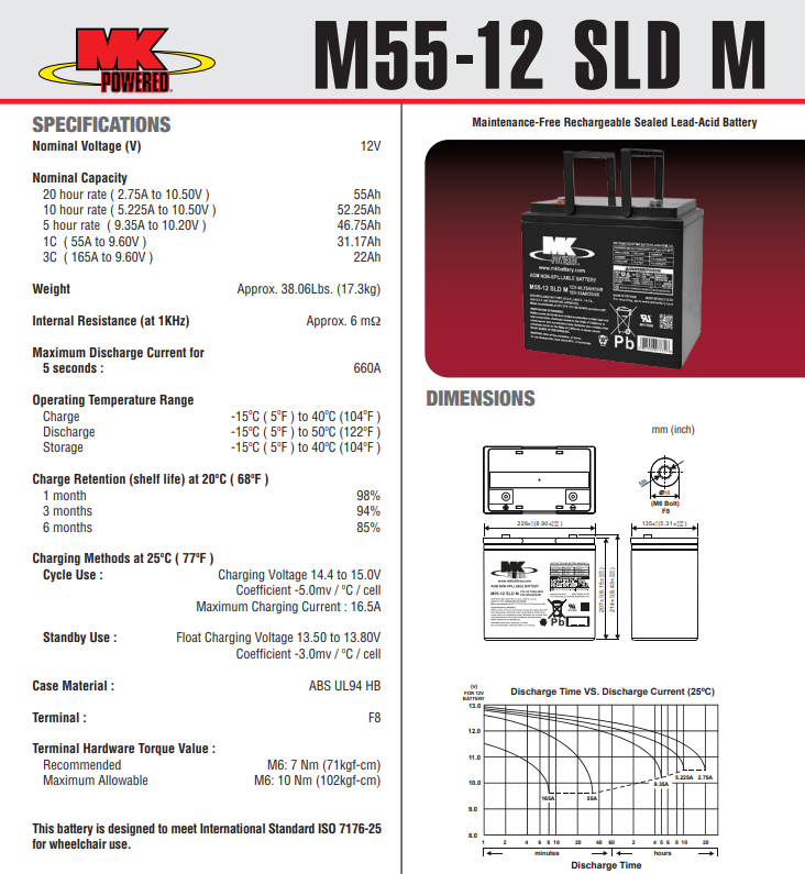 MK BATTERY M55-12 SLD M (12V 55Ah)