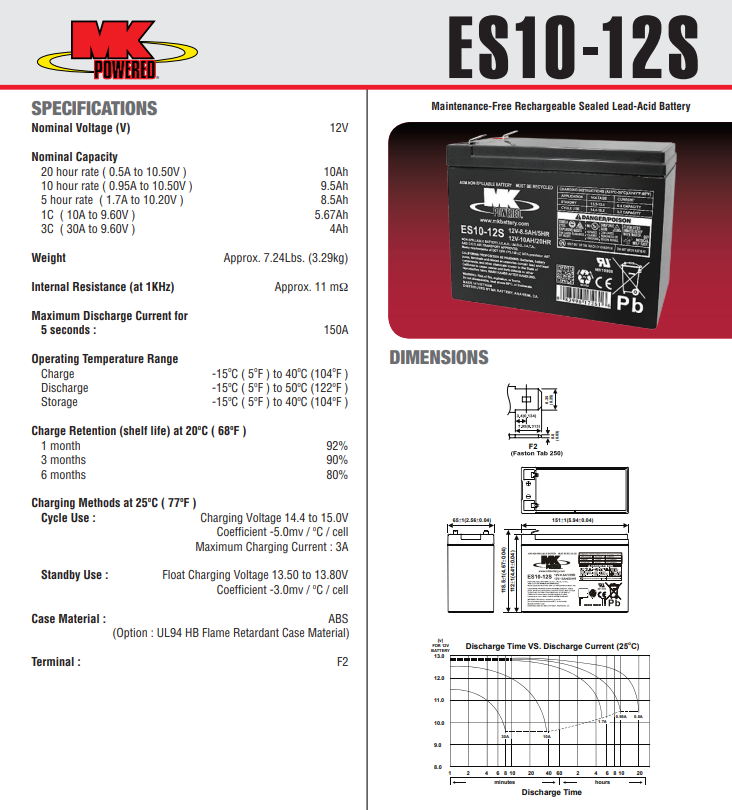 MK BATTERY ES10-12S (12V 10Ah)