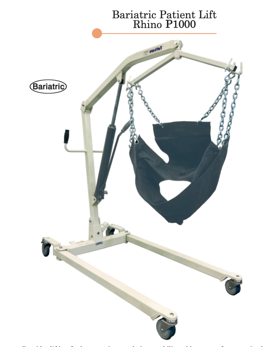 Tuffcare Bariatric Patient Lift Rhino P1000