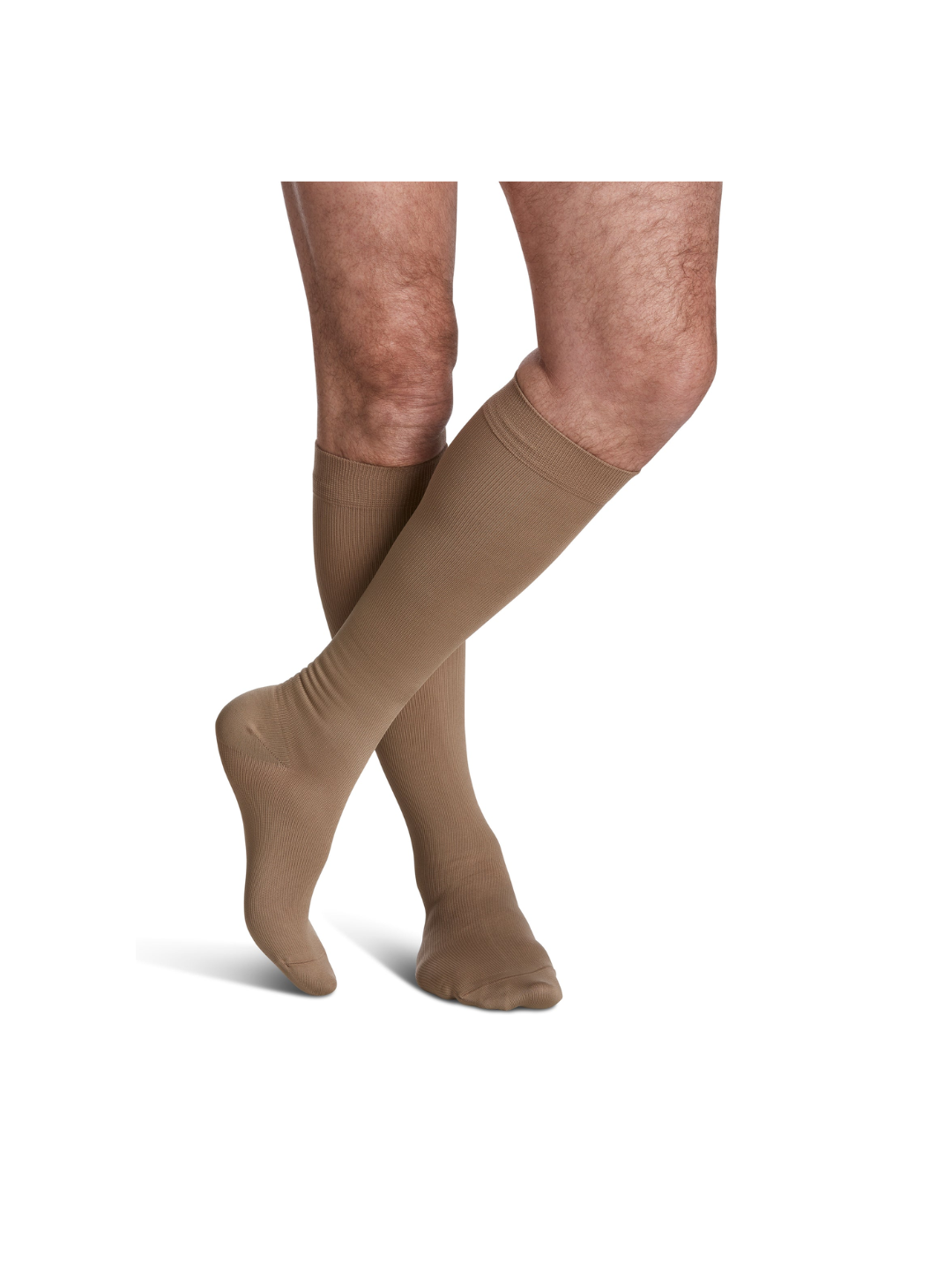 Sigvaris Style Microfiber 820 Men’s 15–20mmHg Calf Closed Toe Tan-Khaki Standard LL