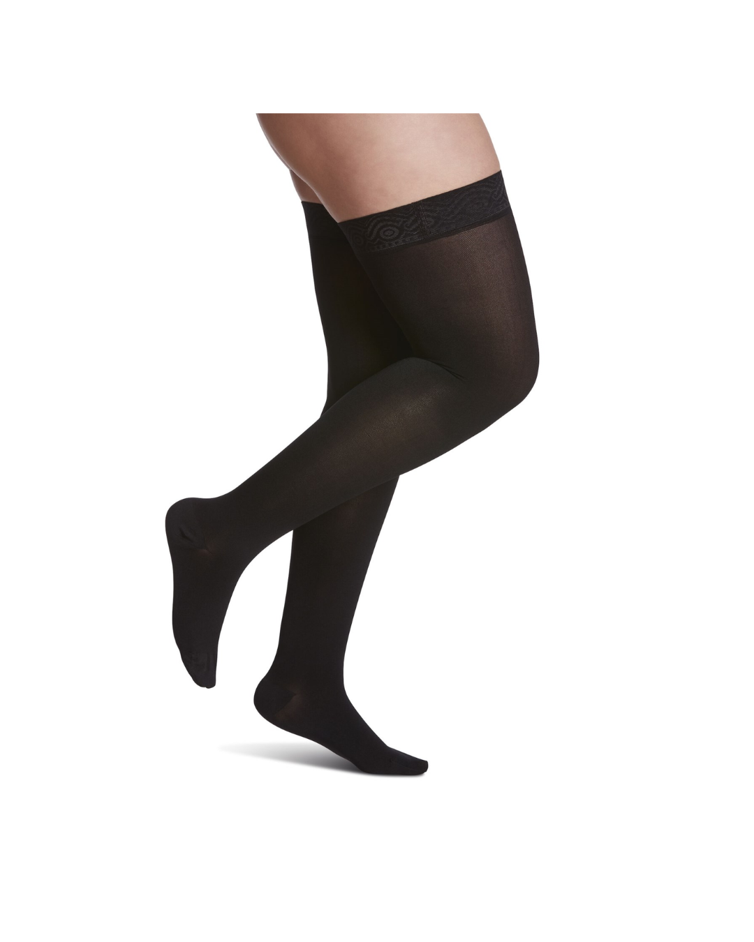Sigvaris Essential Opaque 860 Men's 20-30mmHg Thigh w/Grip-Top Closed Toe Black Standard XS