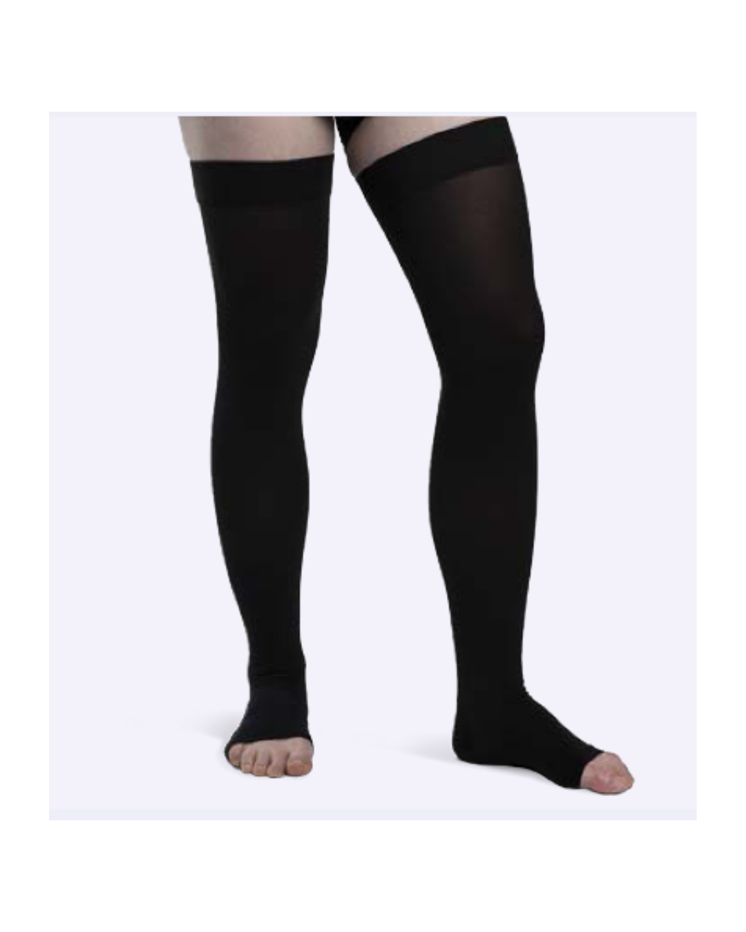 Sigvaris Essential Opaque 860 20-30mmHg Thigh w/Grip-Top Open Toe Black Standard LL