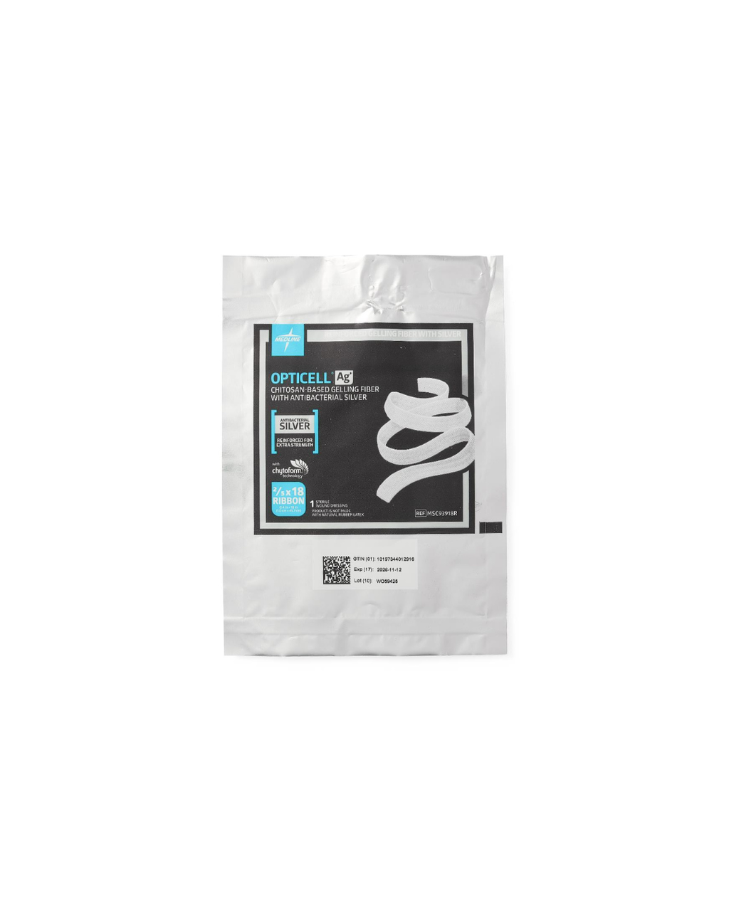 Opticell Ag+ Silver Antibacterial Gelling Fiber Wound Dressing - 0.39" x 18"