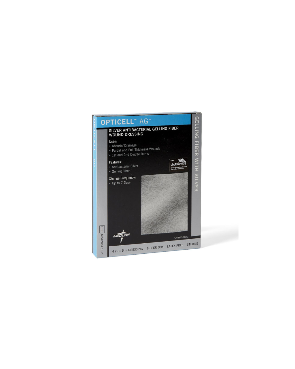 Opticell Ag+ Silver Antibacterial Gelling Fiber Wound Dressing - 4" x 5"