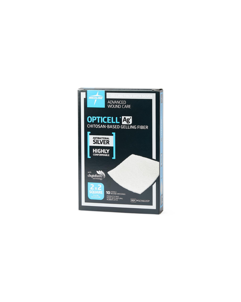 Opticell Ag+ Silver Antibacterial Gelling Fiber Wound Dressing - 2" x 2"