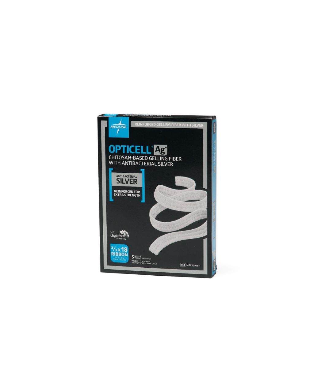 Opticell Ag+ Silver Antibacterial Gelling Fiber Wound Dressing - 0.39" x 18"