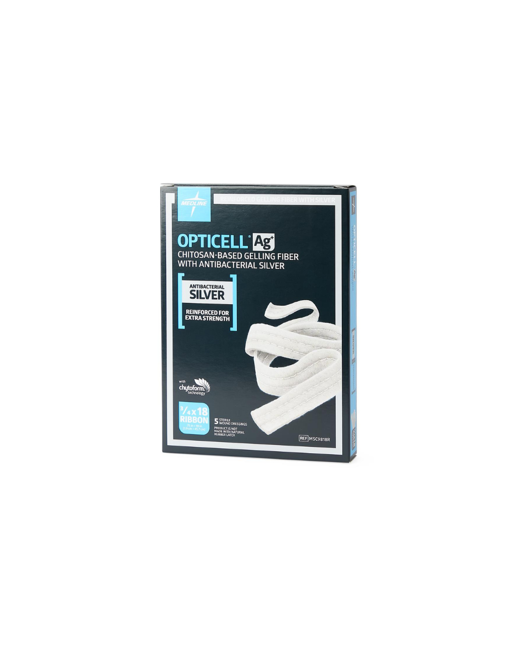 Opticell Ag+ Silver Antibacterial Gelling Fiber Wound Dressing - 0.75" x 18"