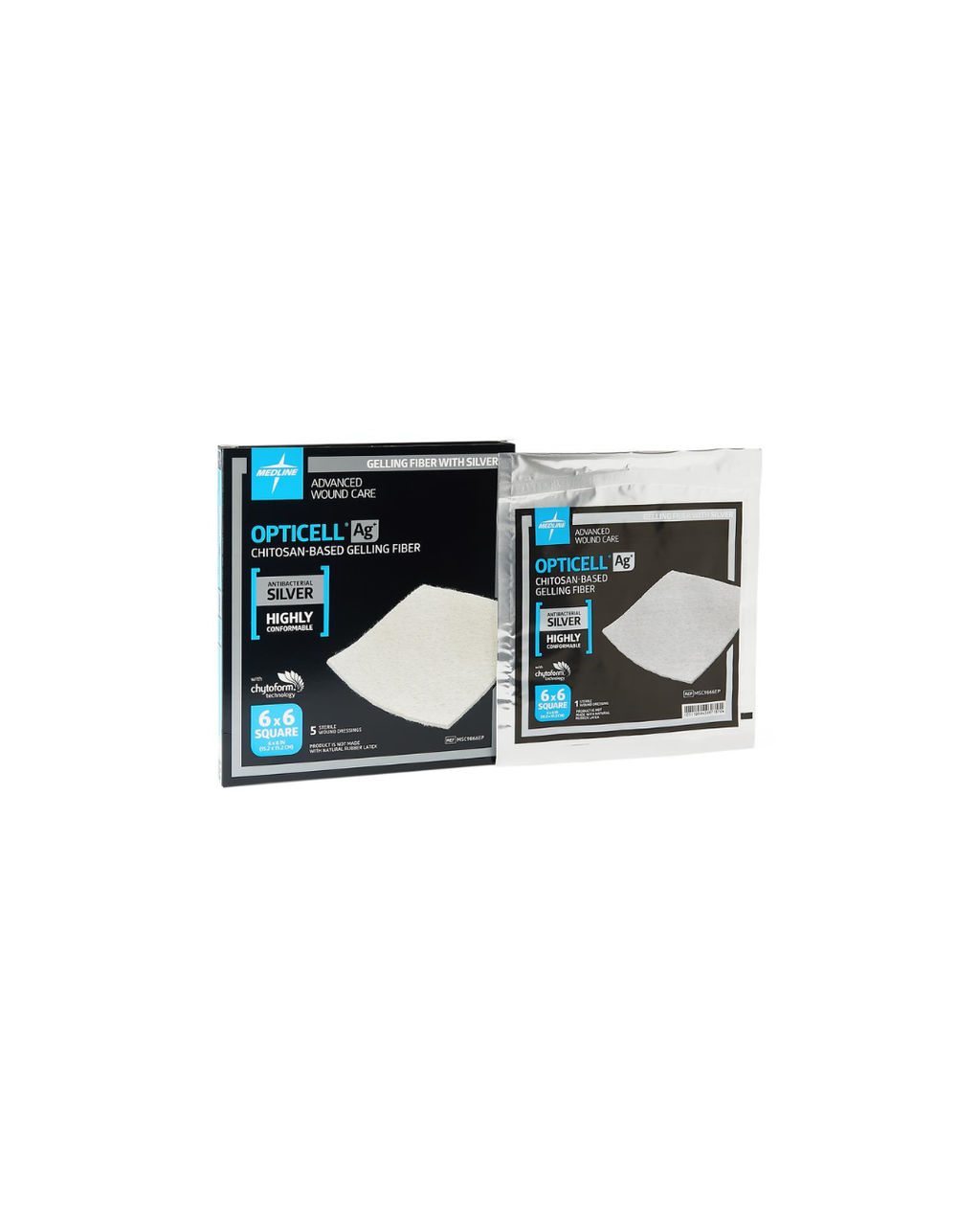 Opticell Ag+ Silver Antibacterial Gelling Fiber Wound Dressing - 6" x 6"