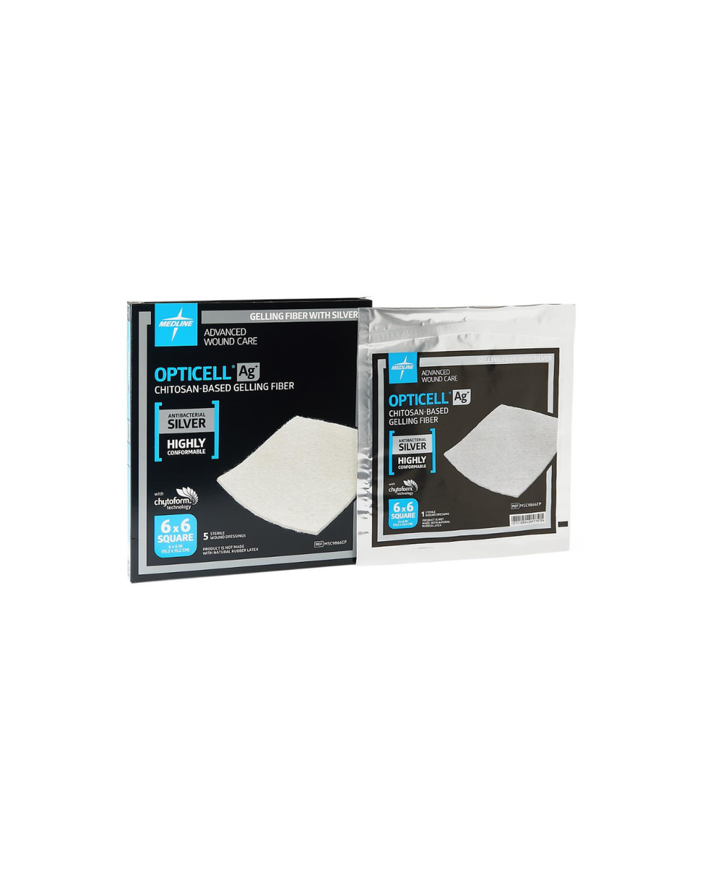 Opticell Ag+ Silver Antibacterial Gelling Fiber Wound Dressing - 6" x 6"