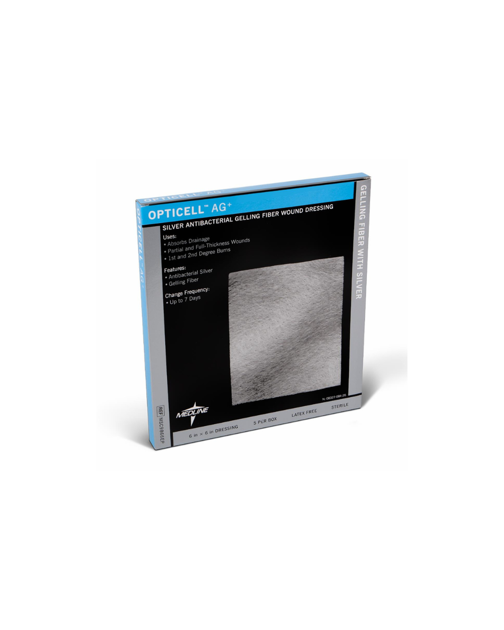 Opticell Ag+ Silver Antibacterial Gelling Fiber Wound Dressing - 6" x 6"