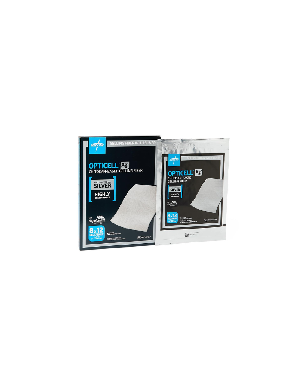 Opticell Ag+ Silver Antibacterial Gelling Fiber Wound Dressing - 8" x 12"