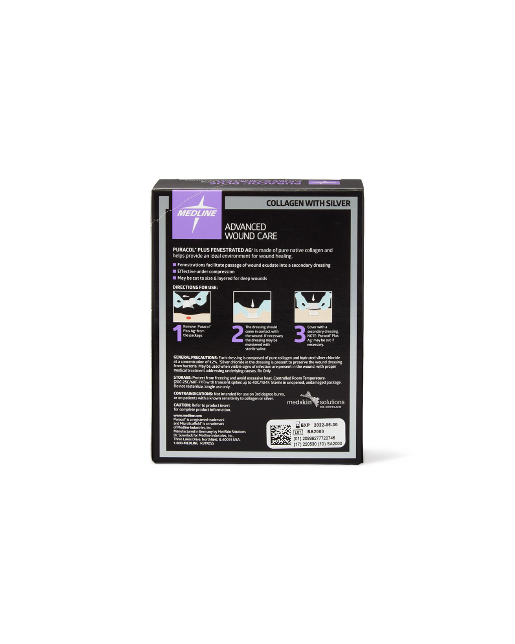 Puracol Plus Ag+ Collagen Wound Dressing with Silver - 2" x 2.25" Fenestrated