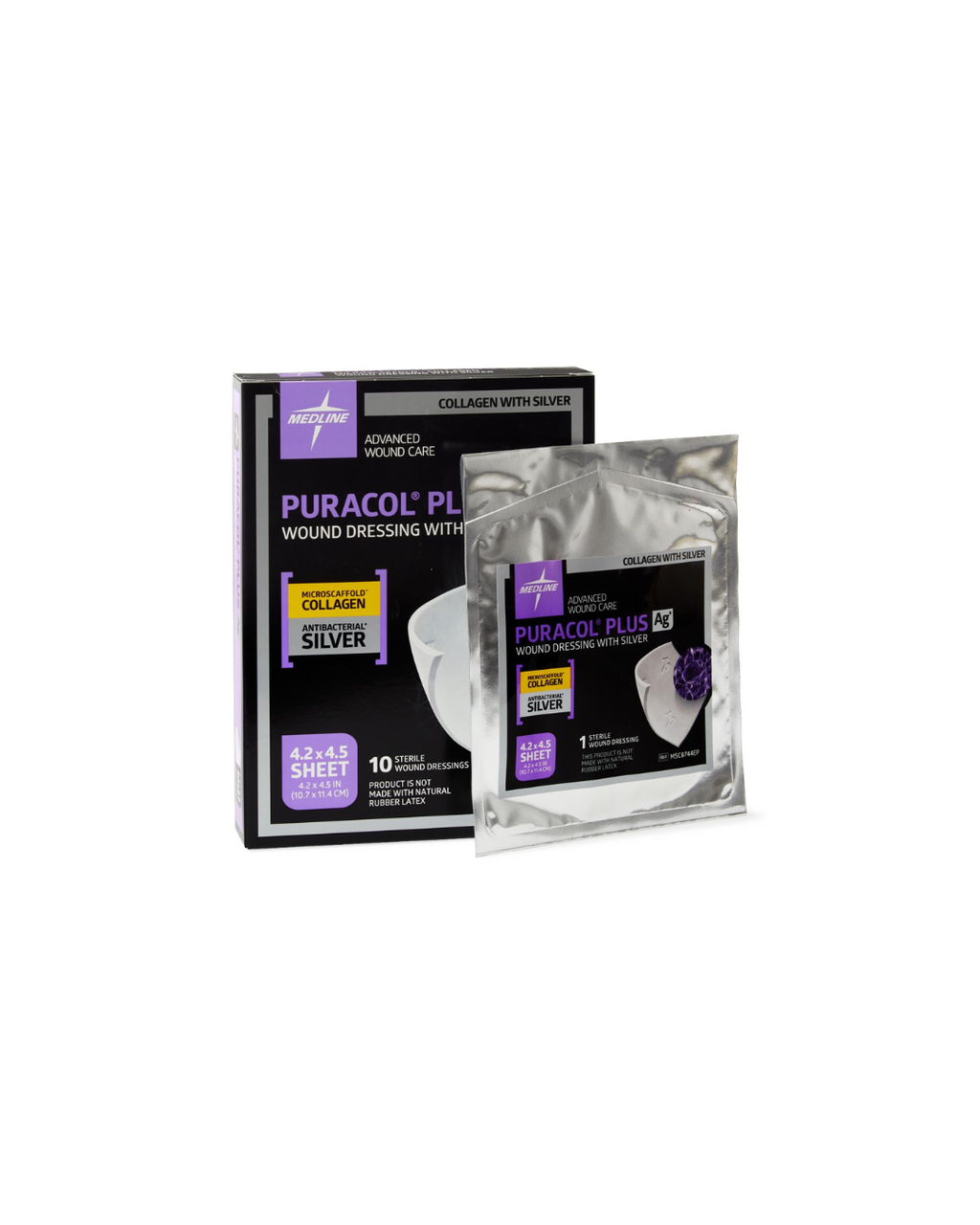 Puracol Plus Ag+ Collagen Wound Dressing with Silver - 4.25" x 4.5"