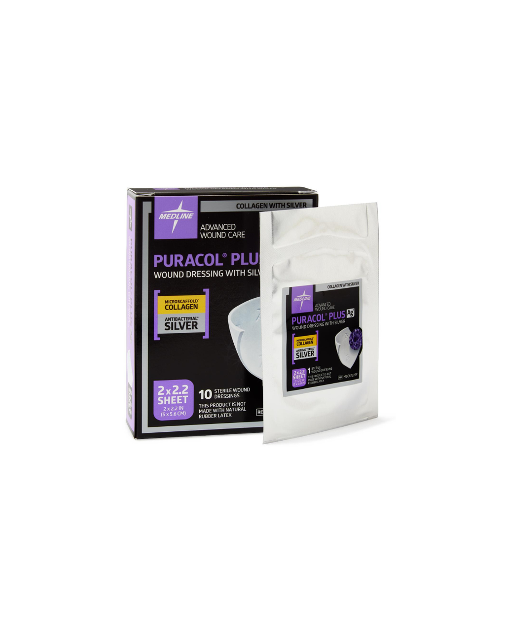 Puracol Plus Ag+ Collagen Wound Dressing with Silver - 2" x 2.25"