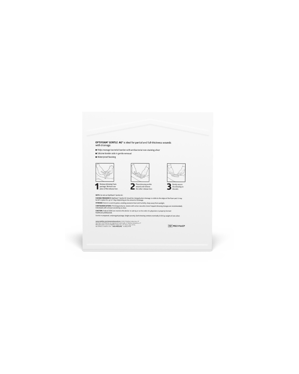 Optifoam Gentle AG+ Wound Dressing with Silicone Adhesive Border, in Educational Packaging - 6" x 6"