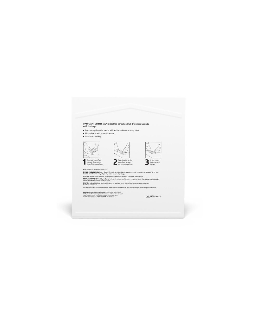 Optifoam Gentle AG+ Wound Dressing with Silicone Adhesive Border, in Educational Packaging - 6" x 6"