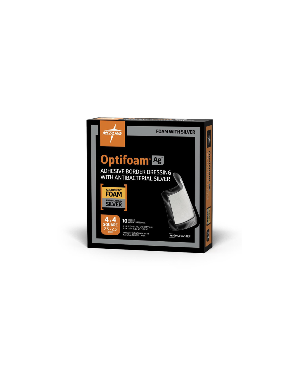 Optifoam AG+ Silver Wound Dressing in Educational Packaging - 4" x 4"
