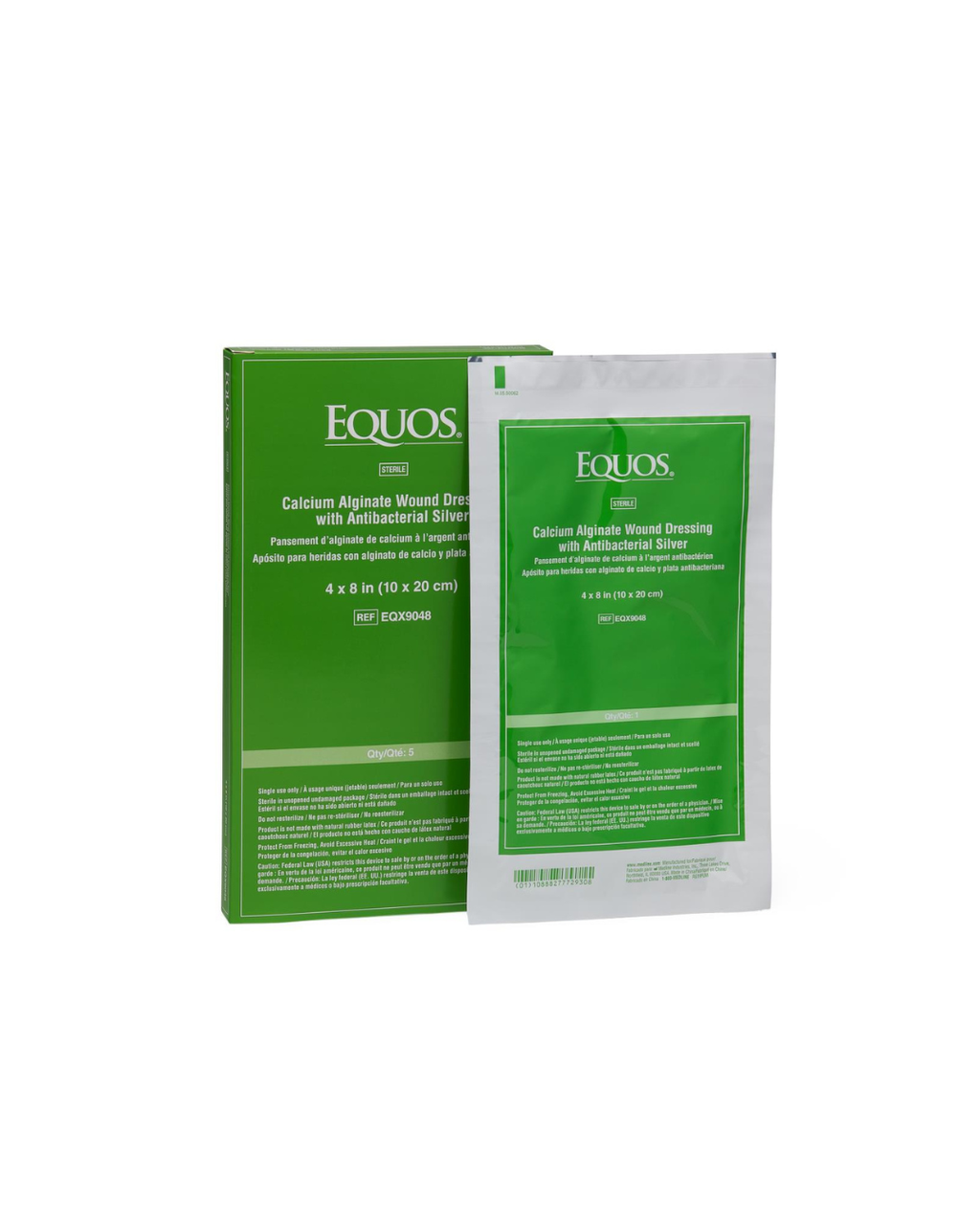 EQUOS Calcium Alginate Wound Dressings with Silver - 4" x 8"