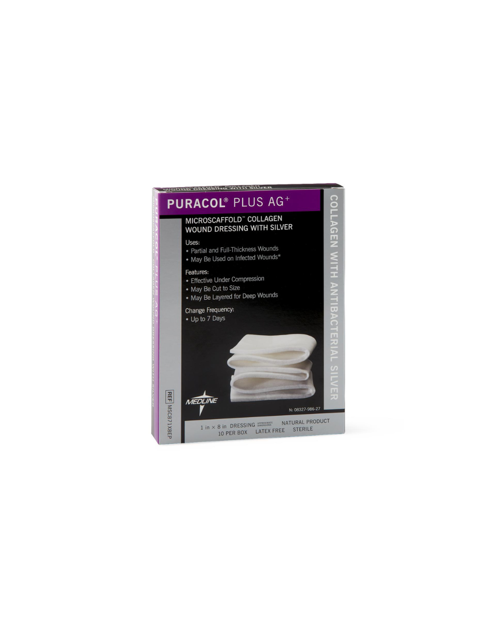 Puracol Plus Ag+ Collagen Wound Dressing with Silver - 1" x 8" Rope