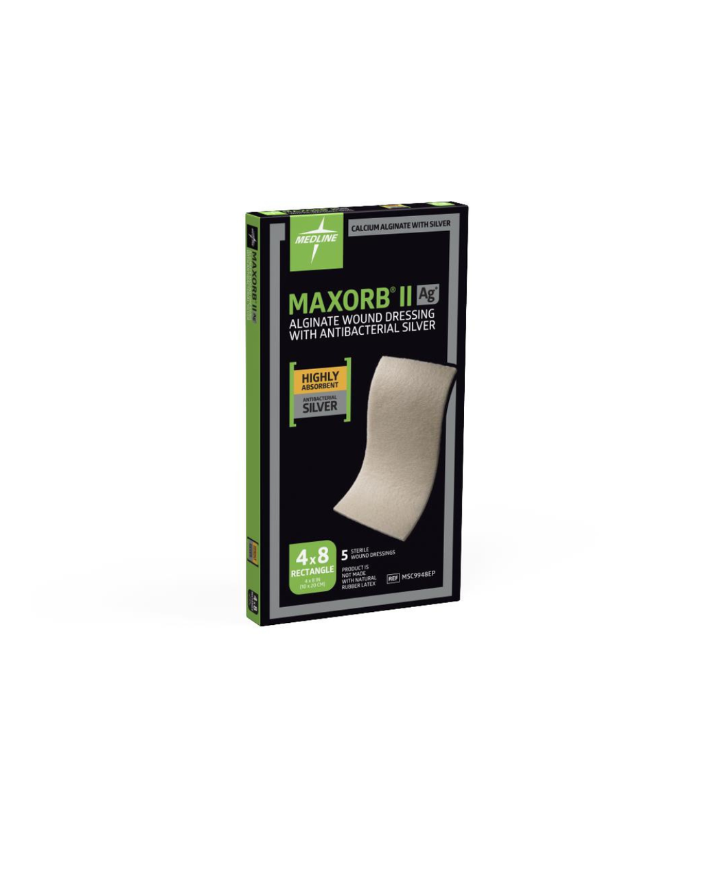Maxorb II Silver Alginate Wound Dressings - 4" x 8"
