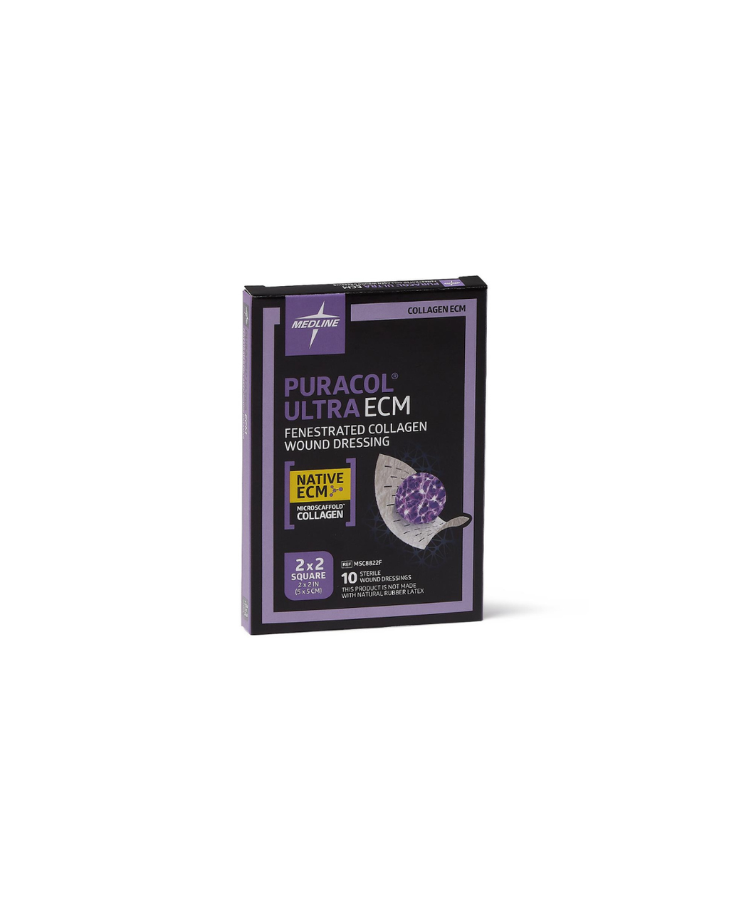 Puracol Ultra ECM Collagen Wound Dressing - 2" x 2" Fenestrated