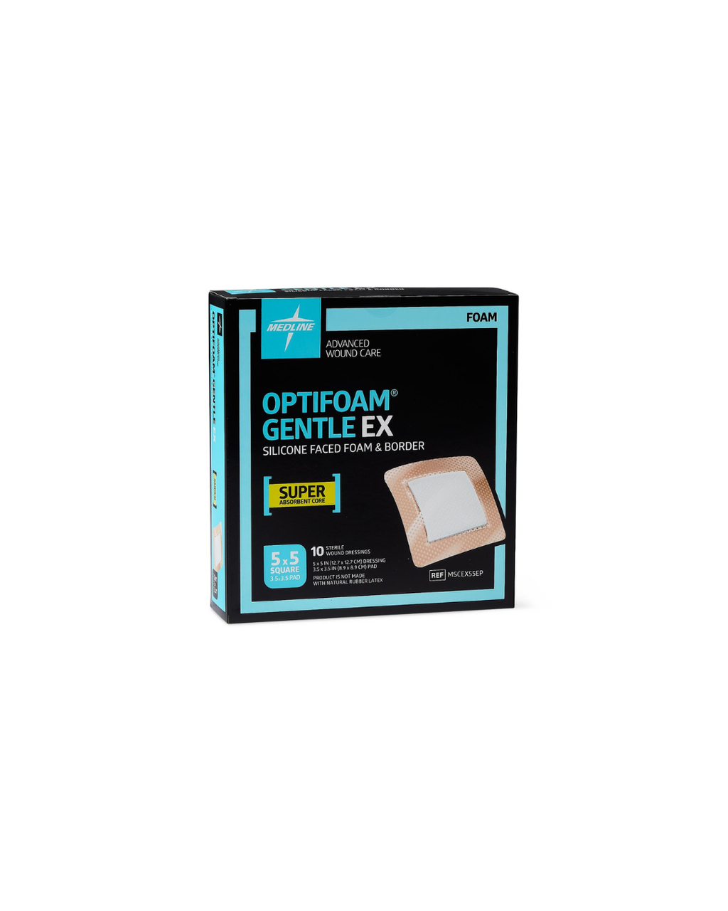 Optifoam Gentle EX Bordered Foam Dressing in Educational Packaging - 5" x 5"
