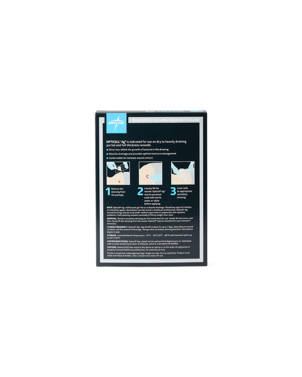 Opticell Ag+ Silver Antibacterial Gelling Fiber Wound Dressing - 0.75" x 18"