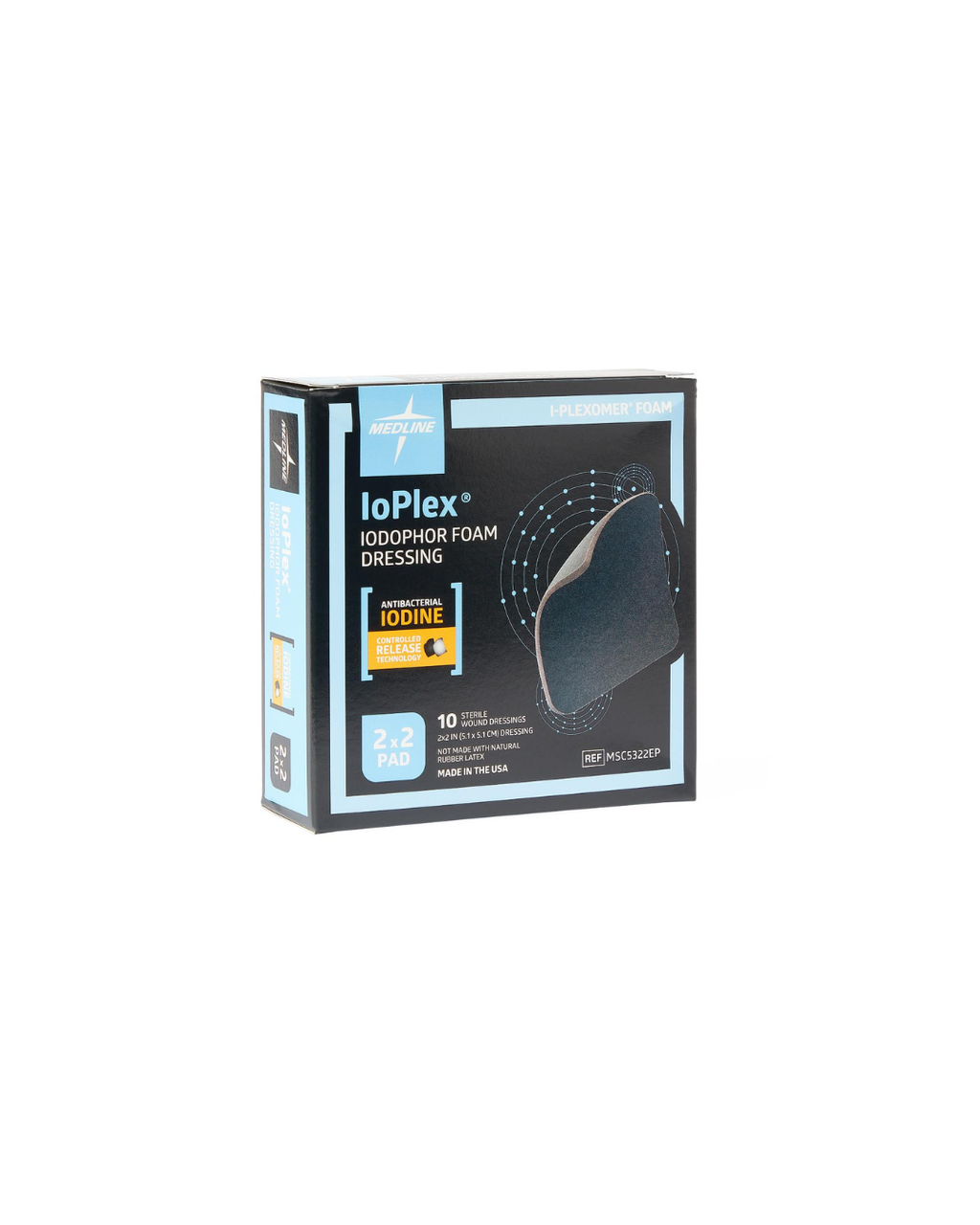 IoPlex Iodophor Foam Dressing with Iodine - 2" x 2" Pad
