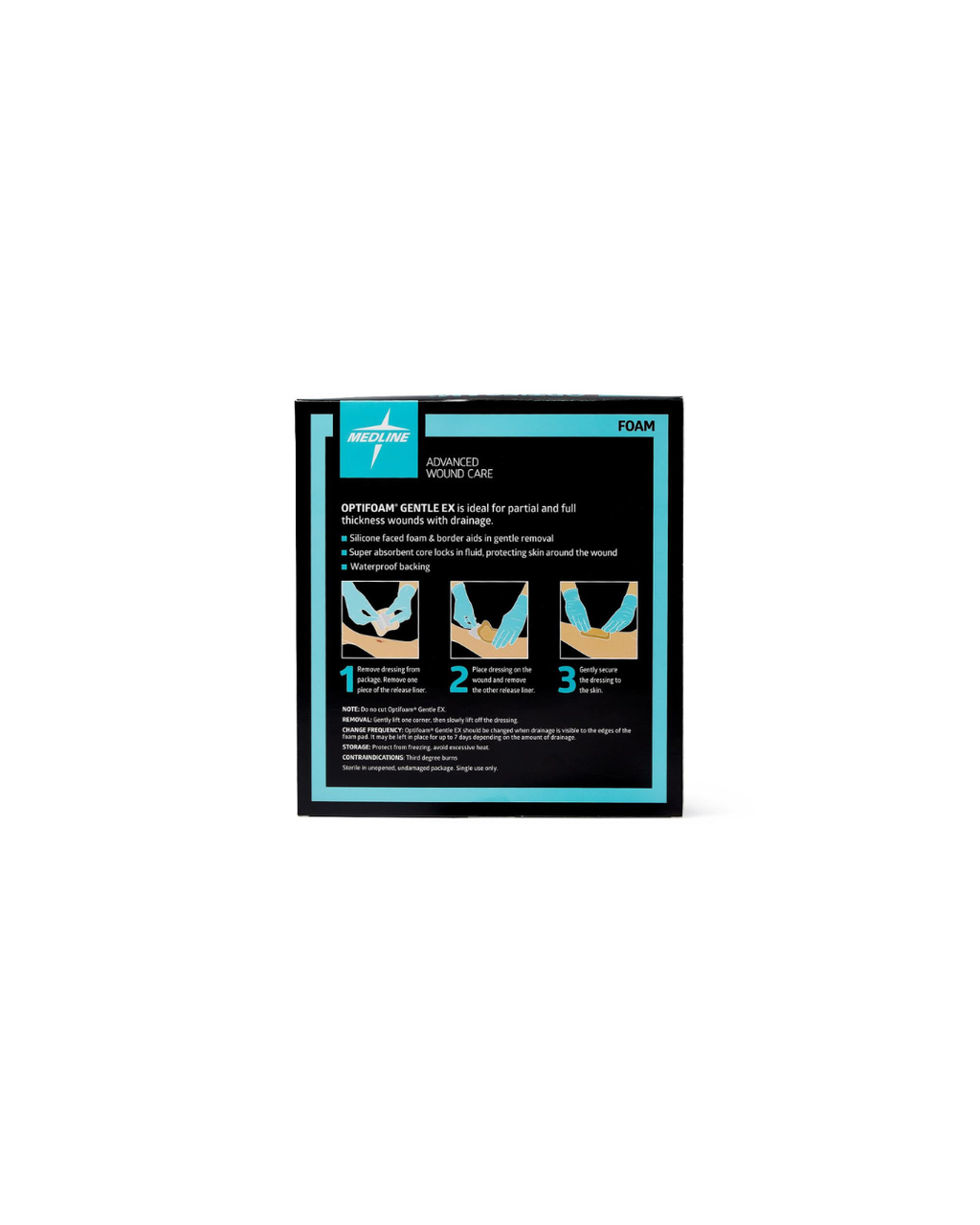 Optifoam Gentle EX Bordered Foam Dressing in Educational Packaging - 6" x 6"