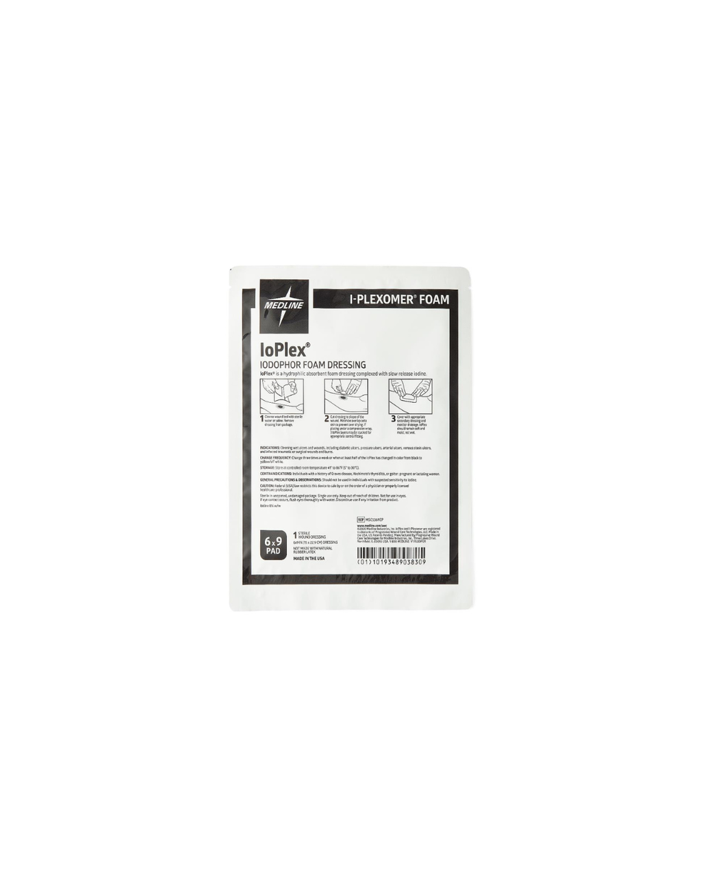 IoPlex Iodophor Foam Dressing with Iodine - 6" x 9" Pad