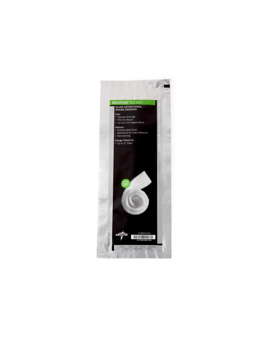 Maxorb ES Ag+ Silver Antimicrobial Wound Dressing - 0.75" x 18"