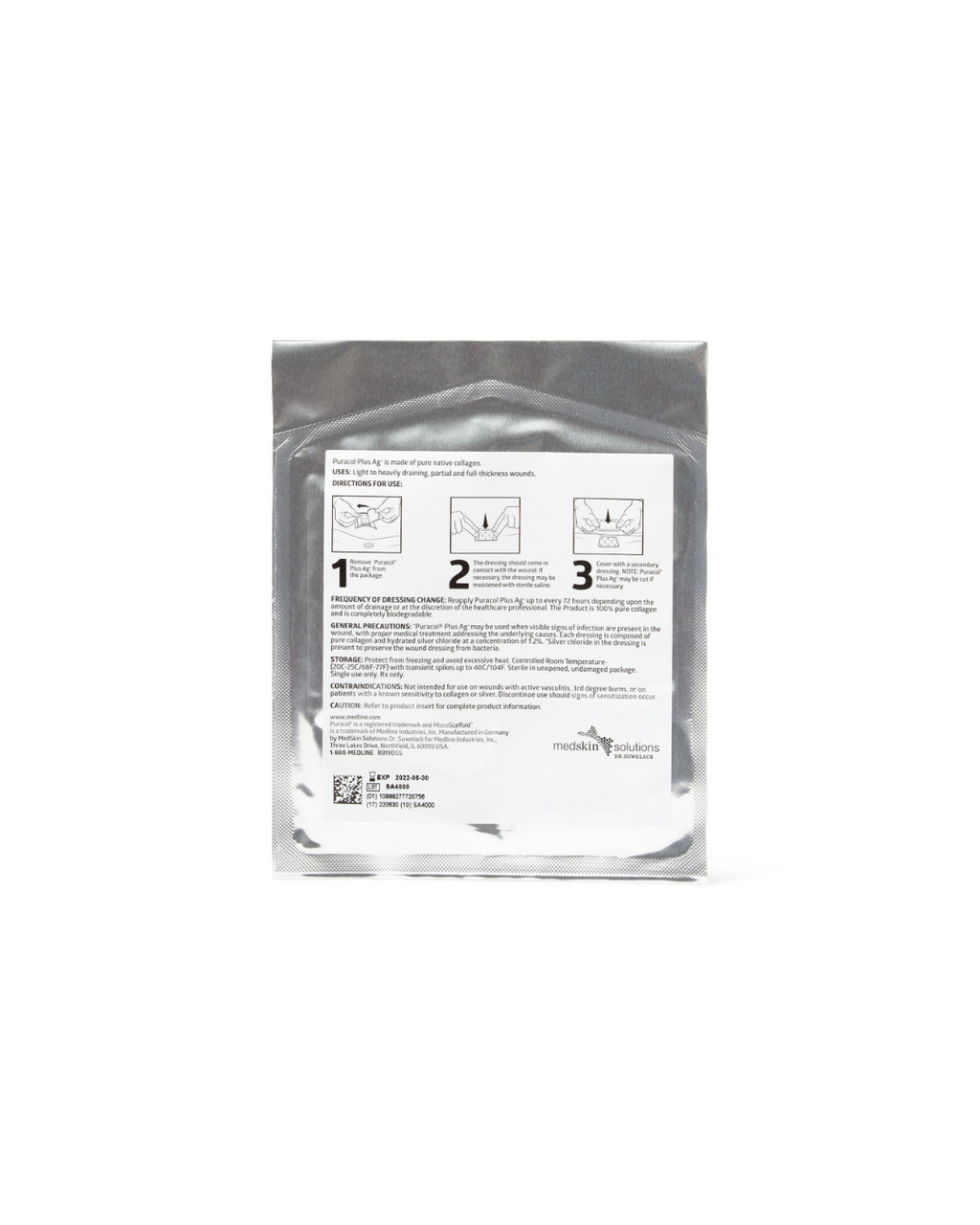 Puracol Plus Ag+ Collagen Wound Dressing with Silver - 4.25" x 4.5" Fenestrated