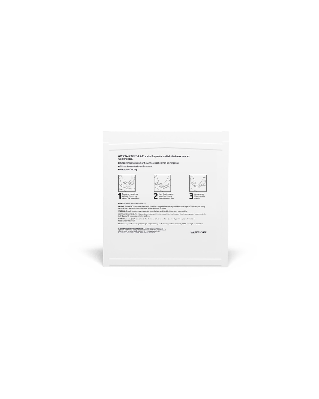 Optifoam Gentle AG+ Wound Dressing with Silicone Adhesive Border, in Educational Packaging - 4" x 4"