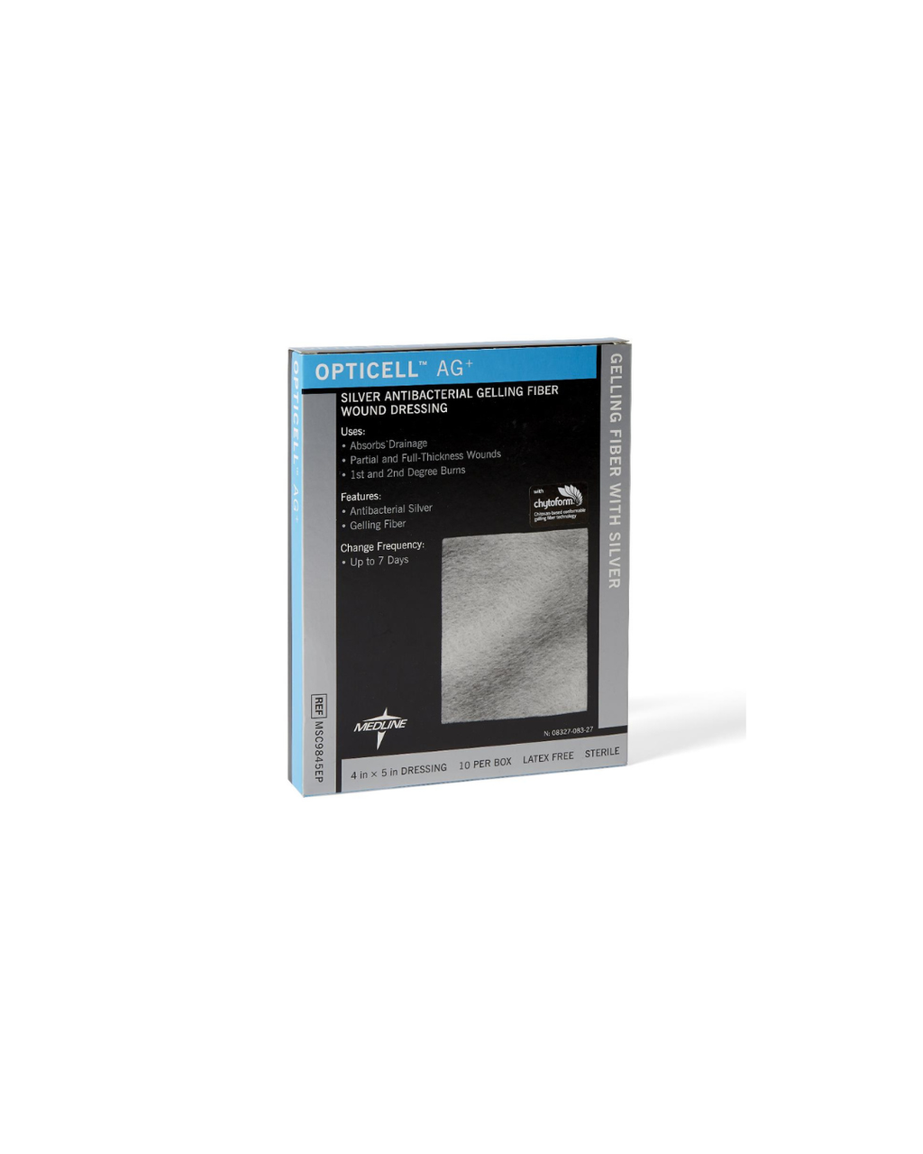 Opticell Ag+ Silver Antibacterial Gelling Fiber Wound Dressing - 4" x 5"