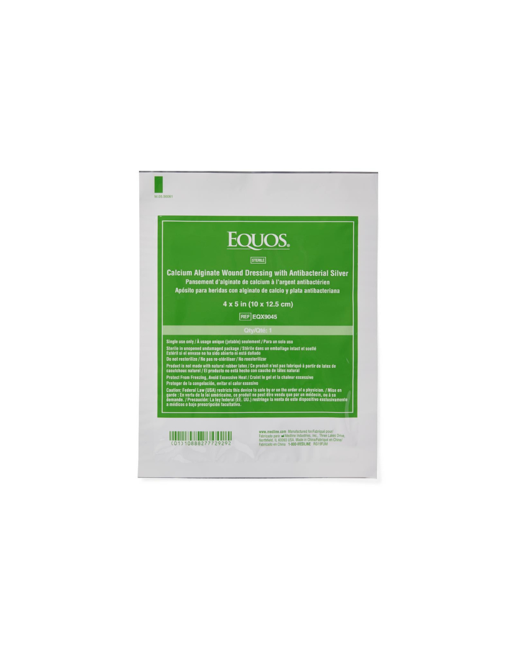 EQUOS Calcium Alginate Wound Dressings with Silver - 4" x 5"