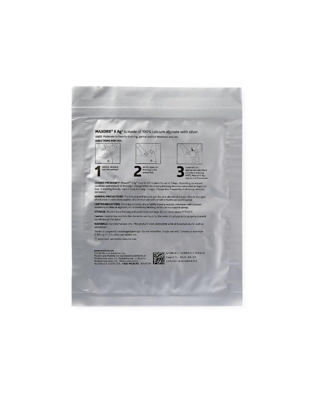 Maxorb II Silver Alginate Wound Dressings - 4" x 4.75"