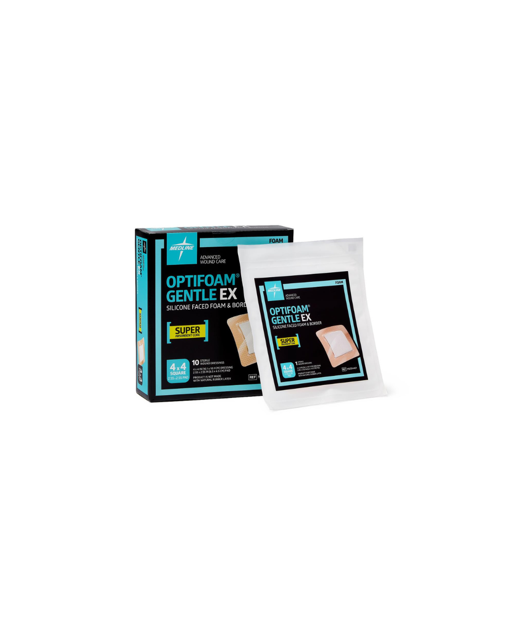 Optifoam Gentle EX Bordered Foam Dressing in Educational Packaging - 4" x 4"