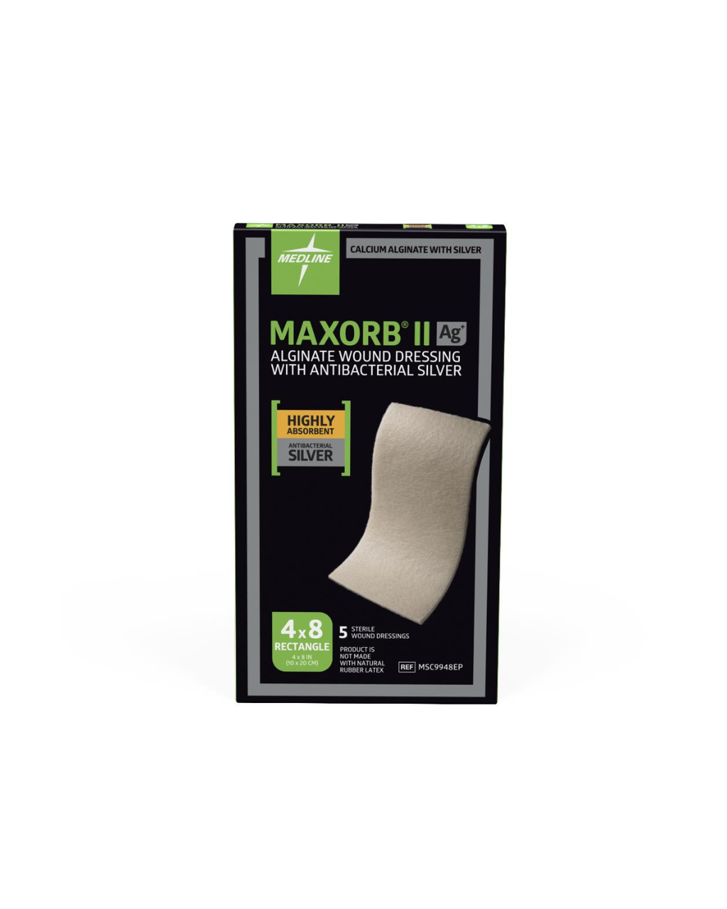 Maxorb II Silver Alginate Wound Dressings - 4" x 8"