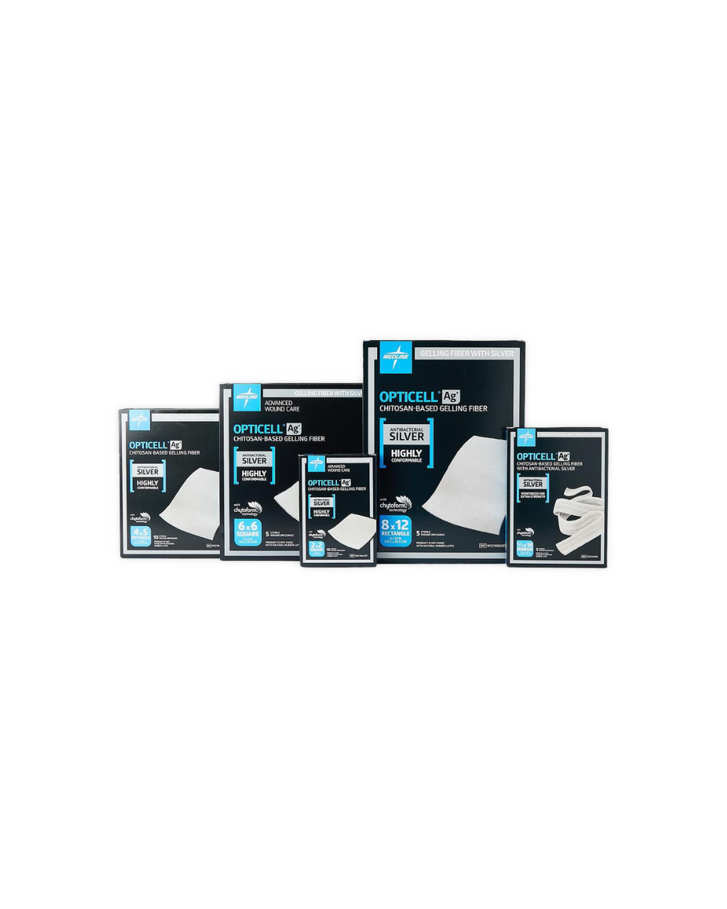 Opticell Ag+ Silver Antibacterial Gelling Fiber Wound Dressing - 8" x 12"