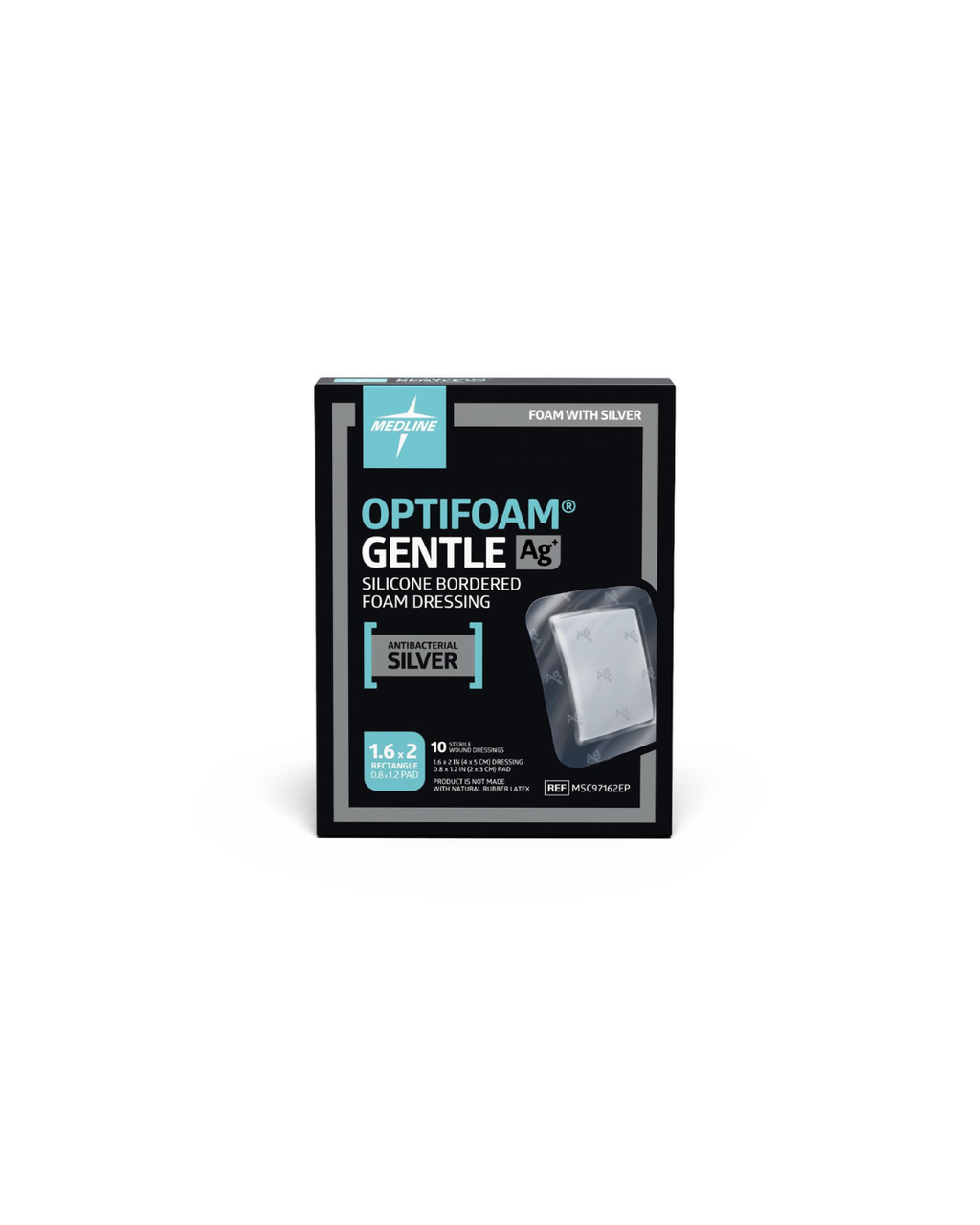Optifoam Gentle Silicone-Faced Foam Dressing with Silver, in Educational Packaging - 1.6" x 2"