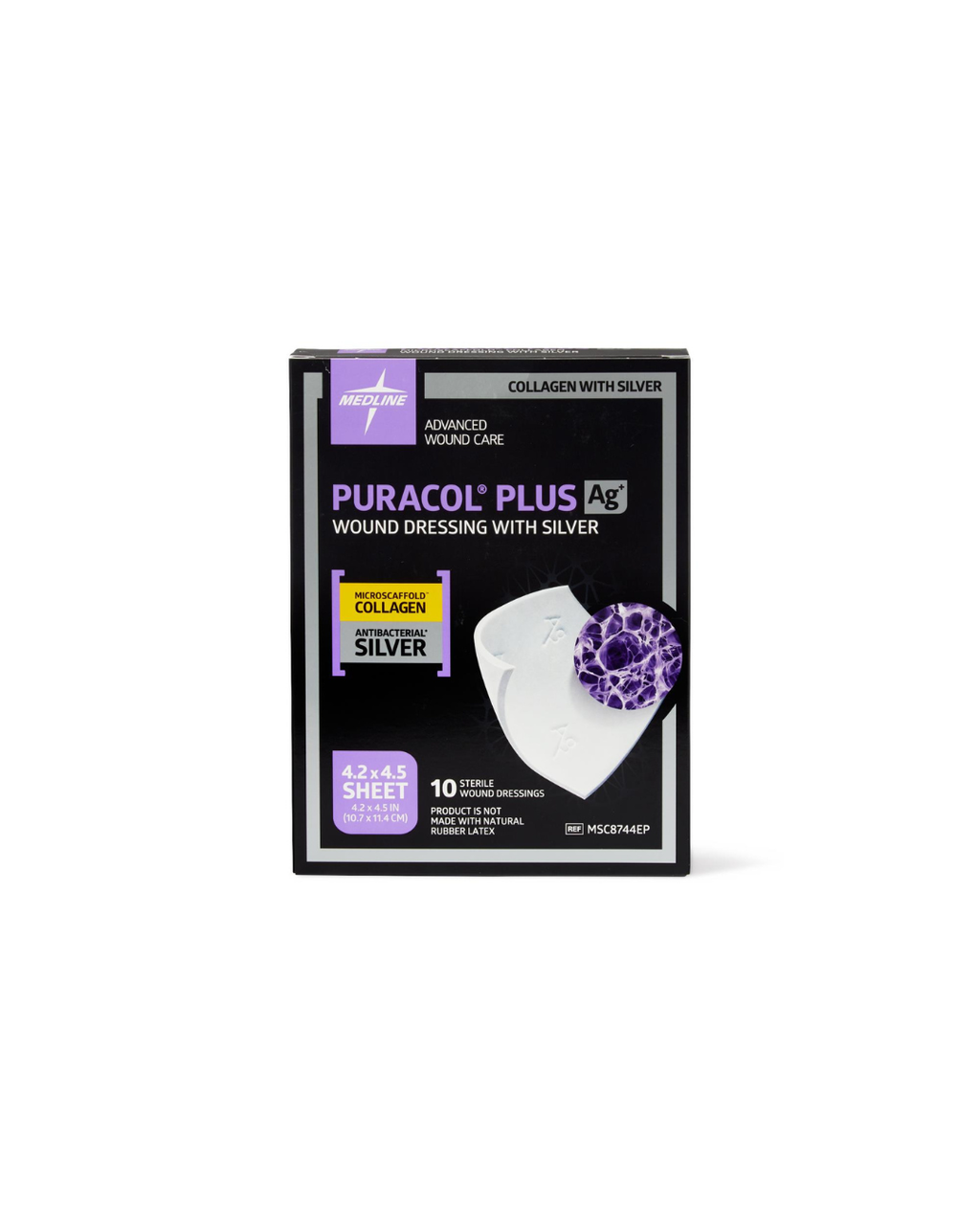 Puracol Plus Ag+ Collagen Wound Dressing with Silver - 4.25" x 4.5"