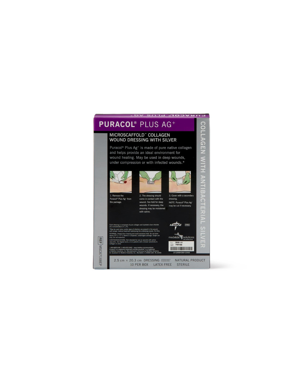 Puracol Plus Ag+ Collagen Wound Dressing with Silver - 1" x 8" Rope