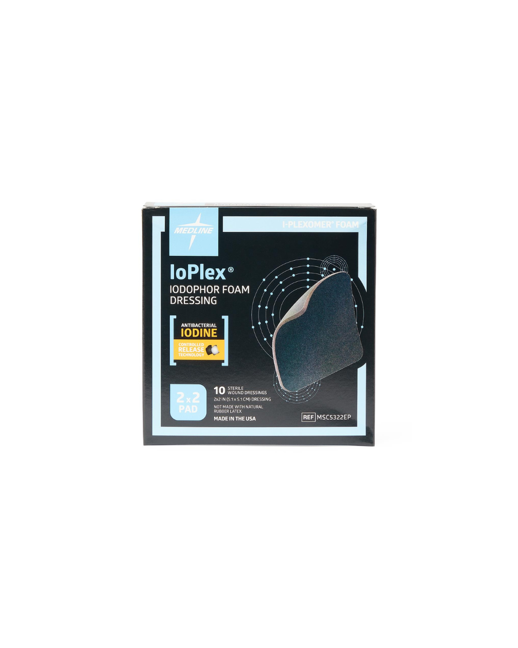 IoPlex Iodophor Foam Dressing with Iodine - 2" x 2" Pad