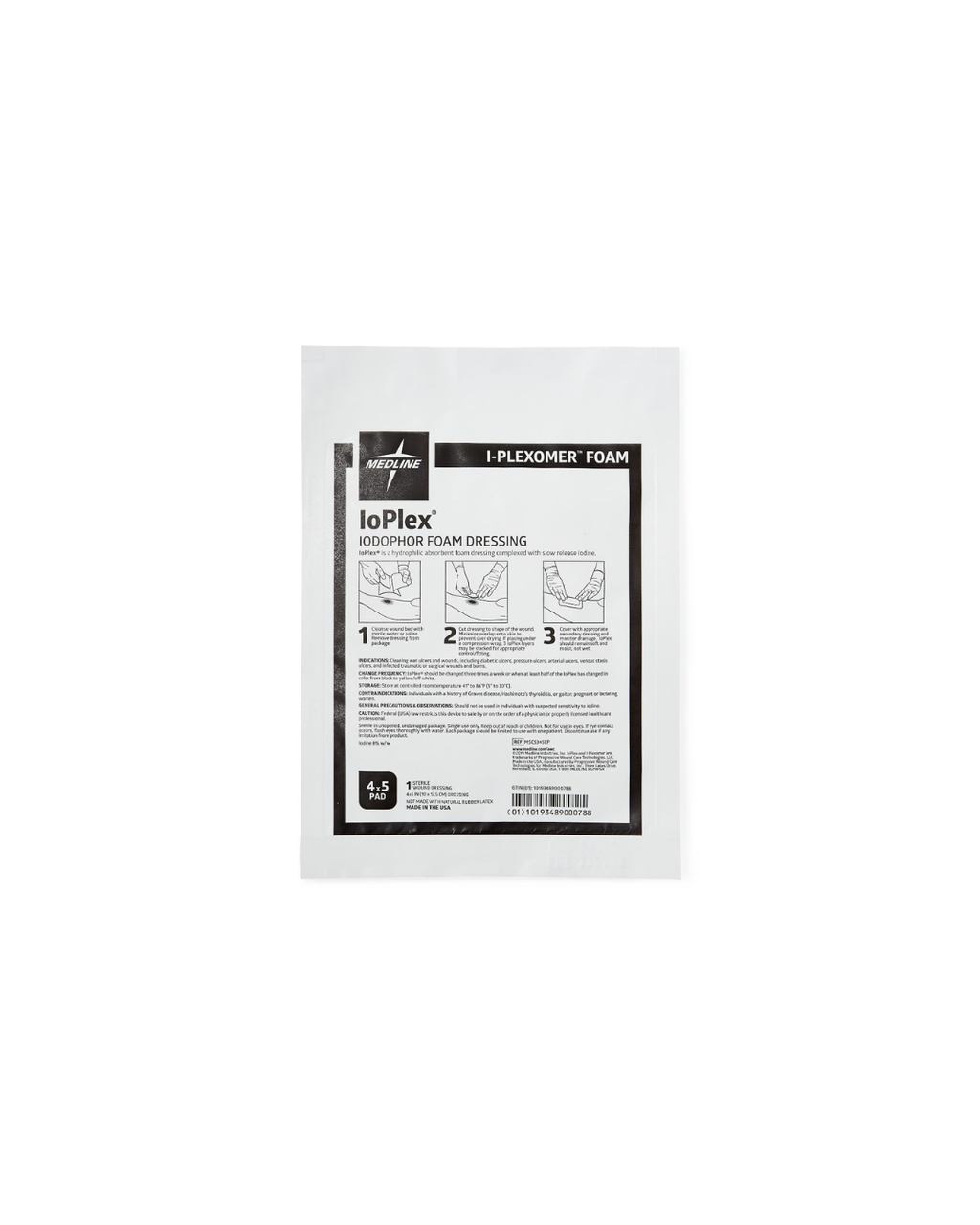 IoPlex Iodophor Foam Dressing with Iodine - 4" x 5" Pad