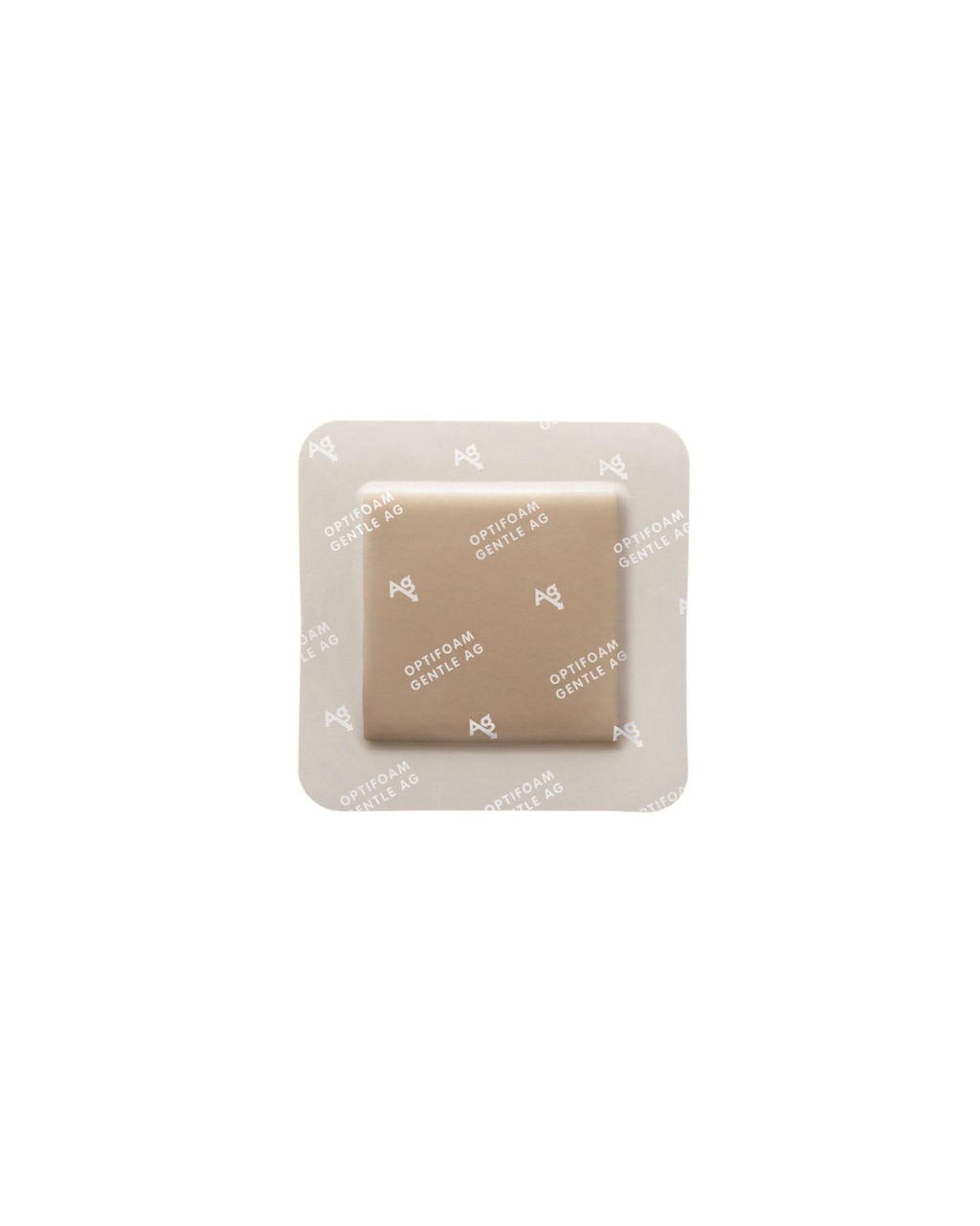 Optifoam Gentle AG+ Wound Dressing with Silicone Adhesive Border, in Educational Packaging - 4" x 4"