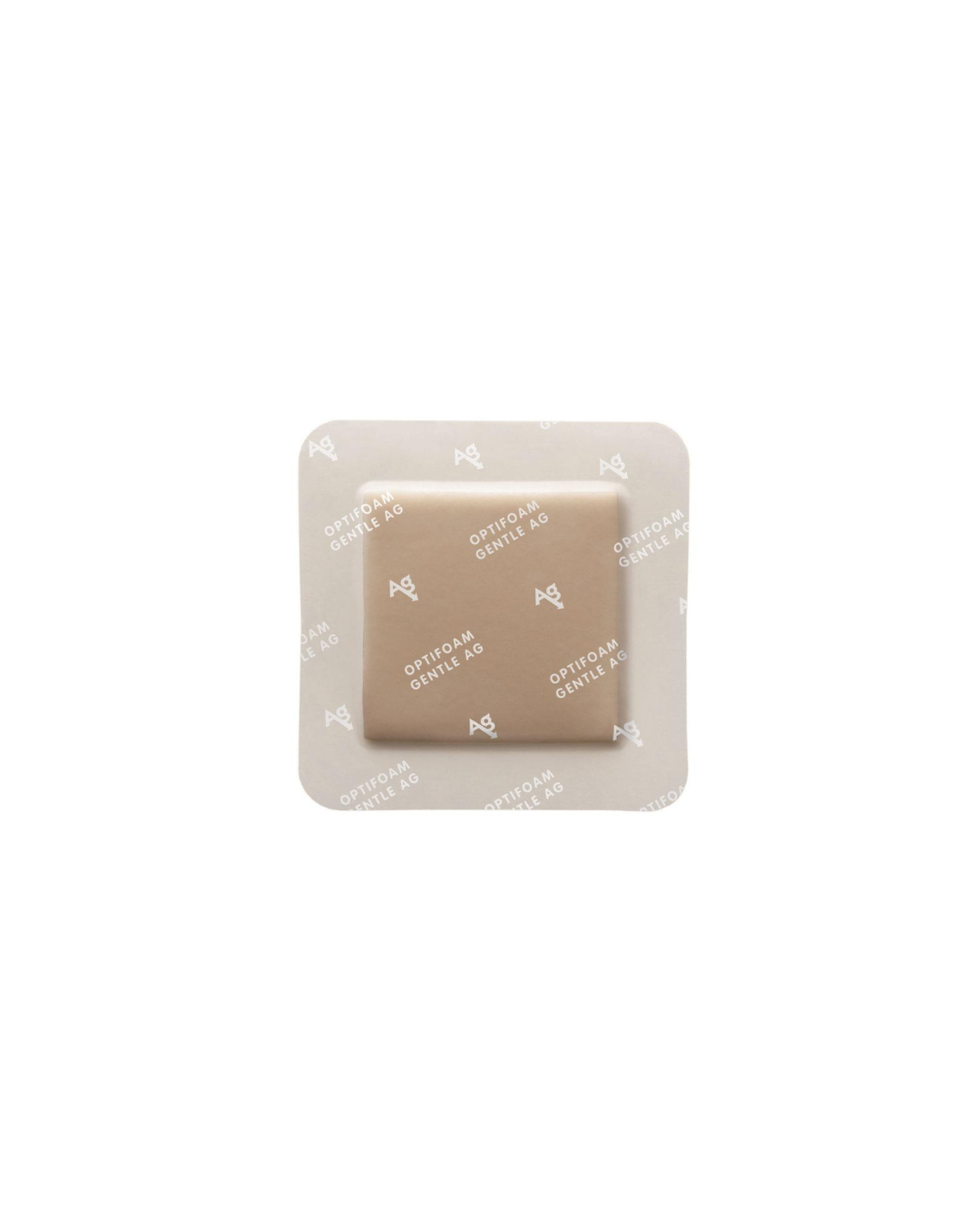 Optifoam Gentle AG+ Wound Dressing with Silicone Adhesive Border, in Educational Packaging - 4" x 4"